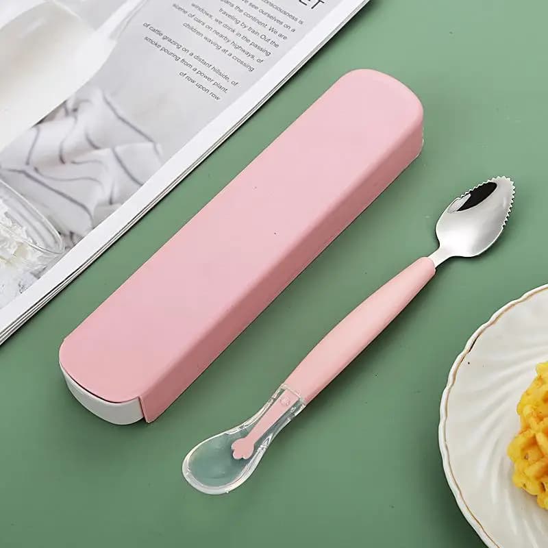 Stainless Steel Baby Spoon Set with Silicone Tips