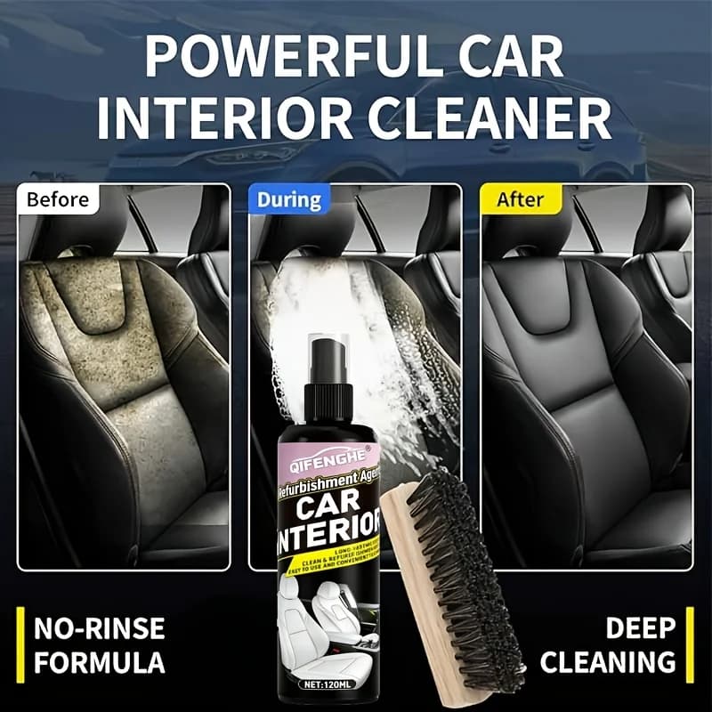 4.06oz Car Interior Cleaner, Seat Polish & Conditioner, Rinse-Free Stain Remover, Headliner Restorer, Multi-Purpose Auto