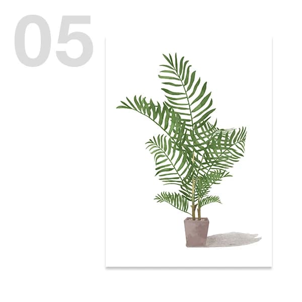 Nordic Botanical Green Plant Canvas Wall Art Print