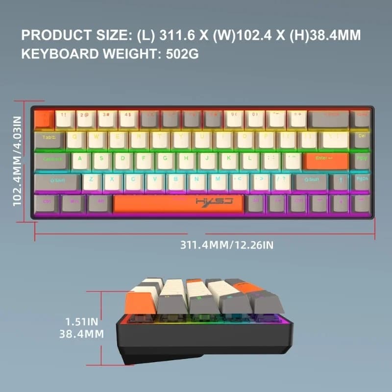 Gaming Keyboard Full Size RGB Backlits Quiet Computer Keyboard Multimedias Corded Keyboard for PC Office 896C