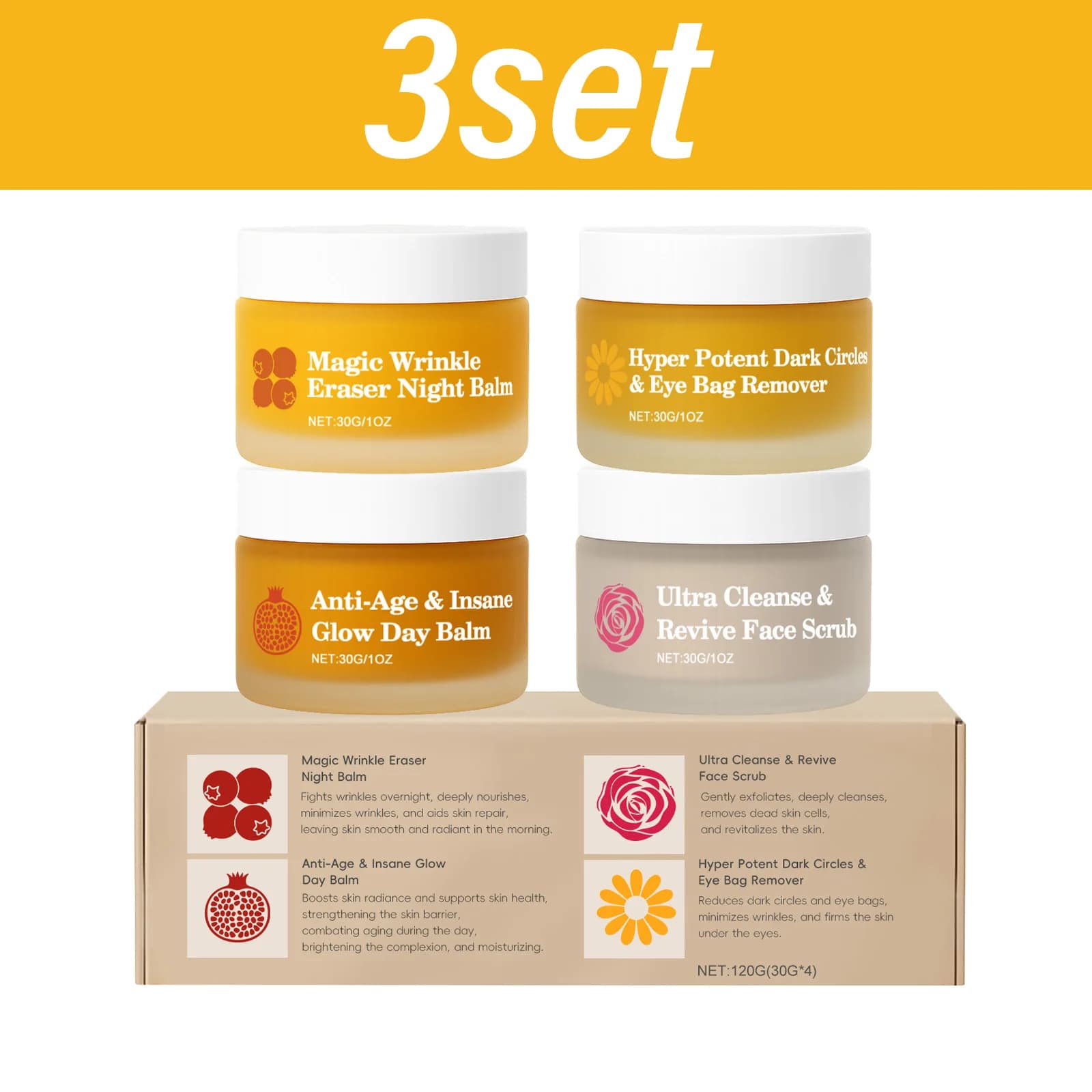 Skincare Set Day Night Cream Eye Cream Face Scrub Moisturizing Revitalizing Firming Radiance Glow Hydrating Routine