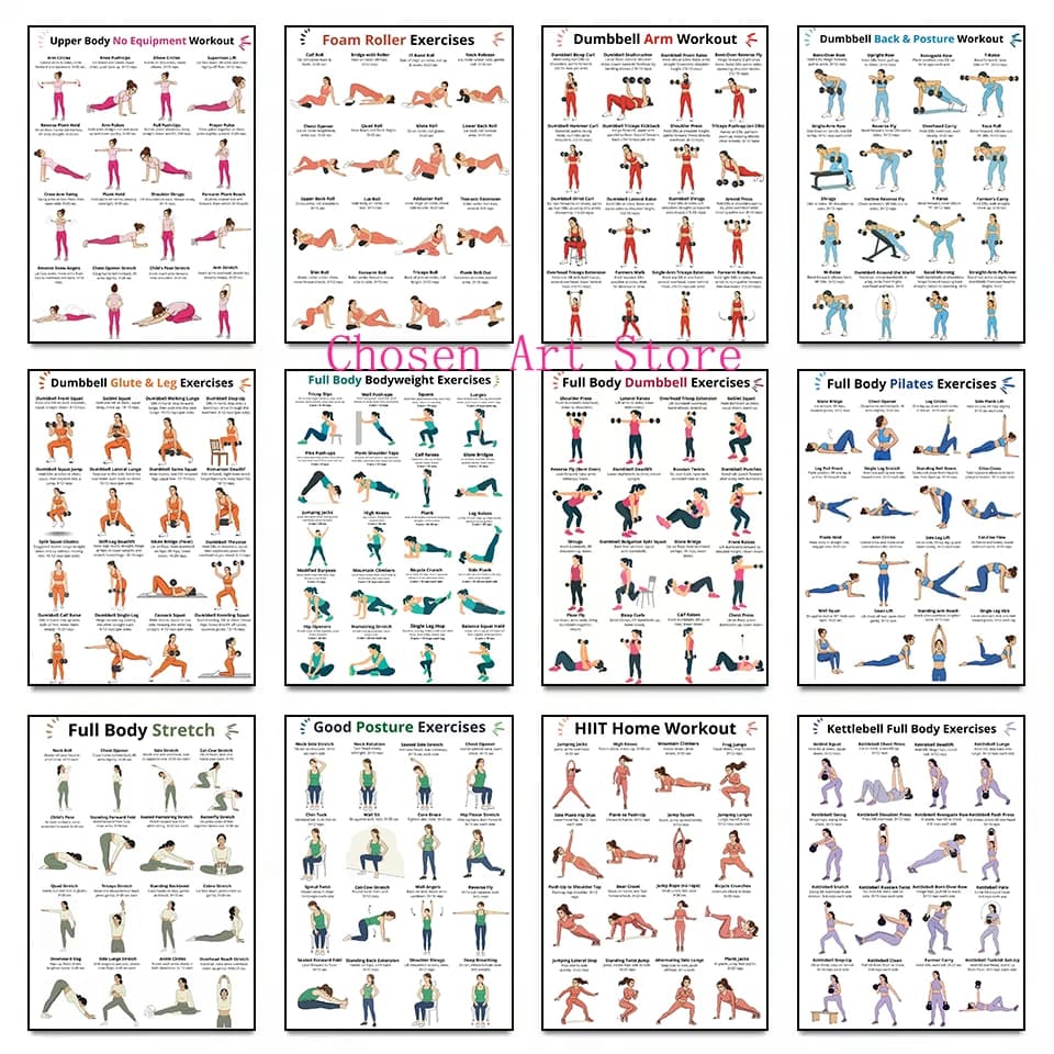 Fitness Exercise Schedule Poster Print Canvas Art Pictures Home Forliving Room and Gym Wall Modern Decor Frameless Painting