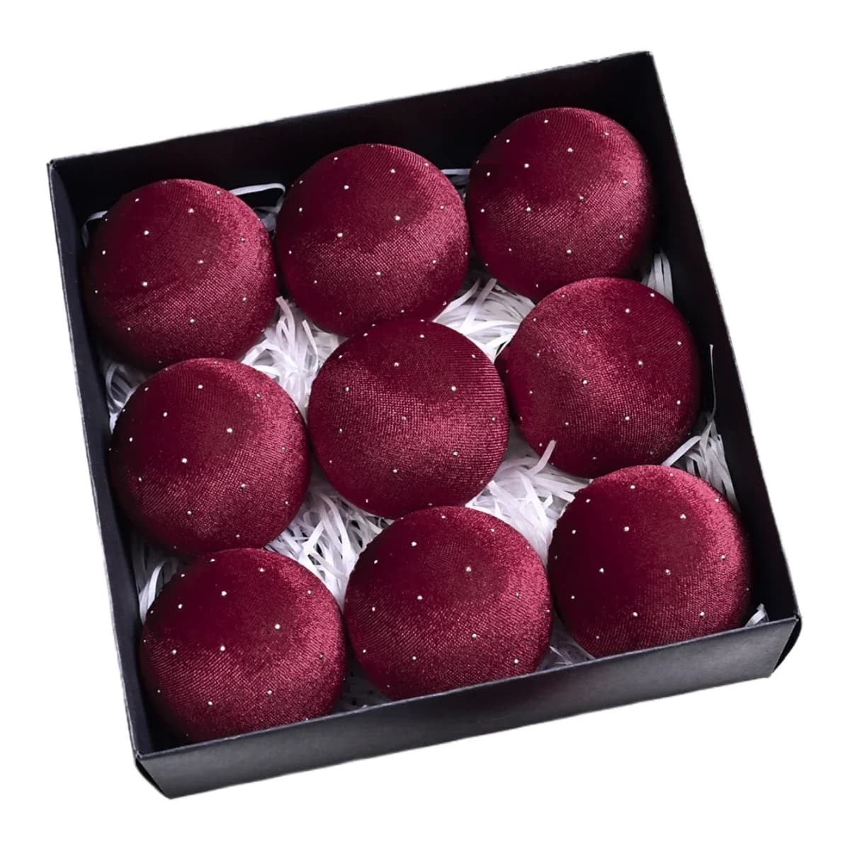 Velvet Christmas Ornaments Set of 9