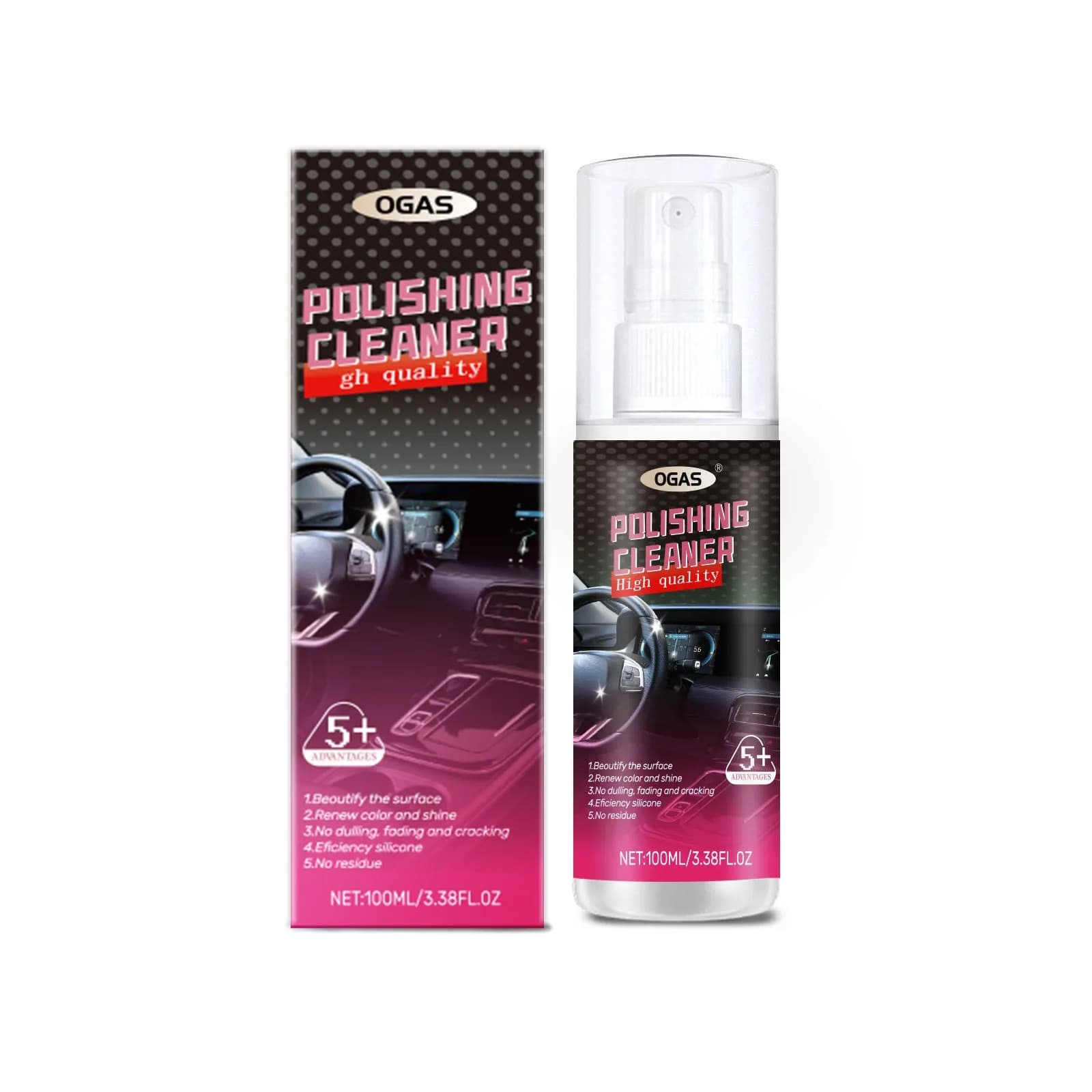 Car Interior Cleaner, Vehicle Interior Polish, 100ml Car Interior Cleaner, Interior Detailer Spray, Total Car Interior Cleaner