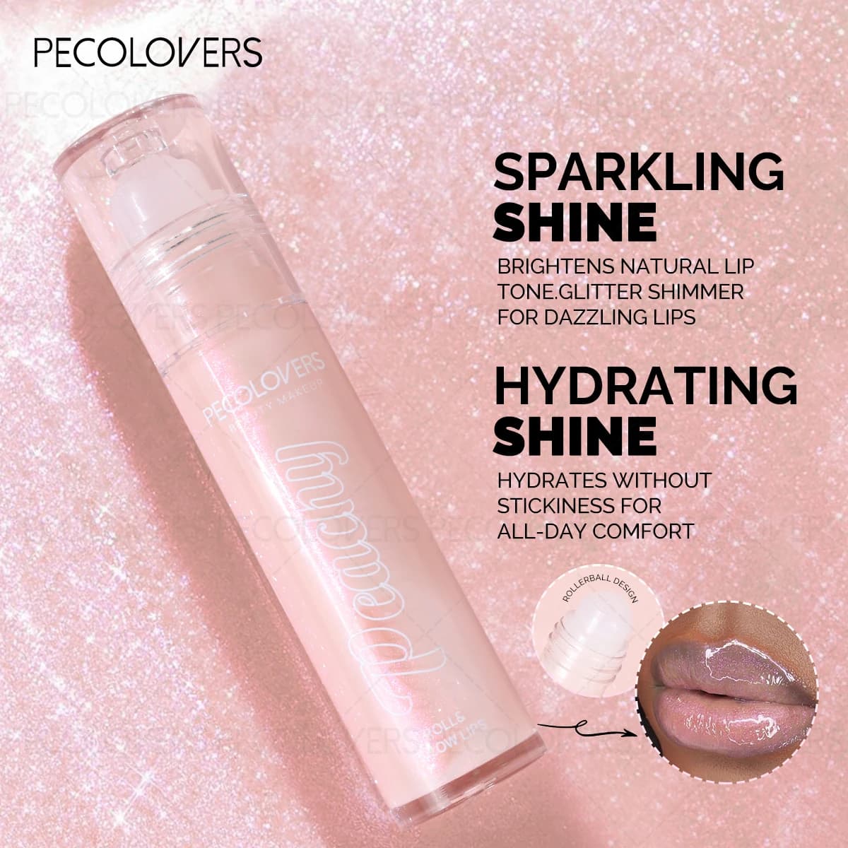 1PC Roll-on Lip Gloss, Lip Gloss with Fine Shimmer, Tinted Lip Balm, Long-lasting Moisturizing Lips, Non-sticky, Lip Cosmetics