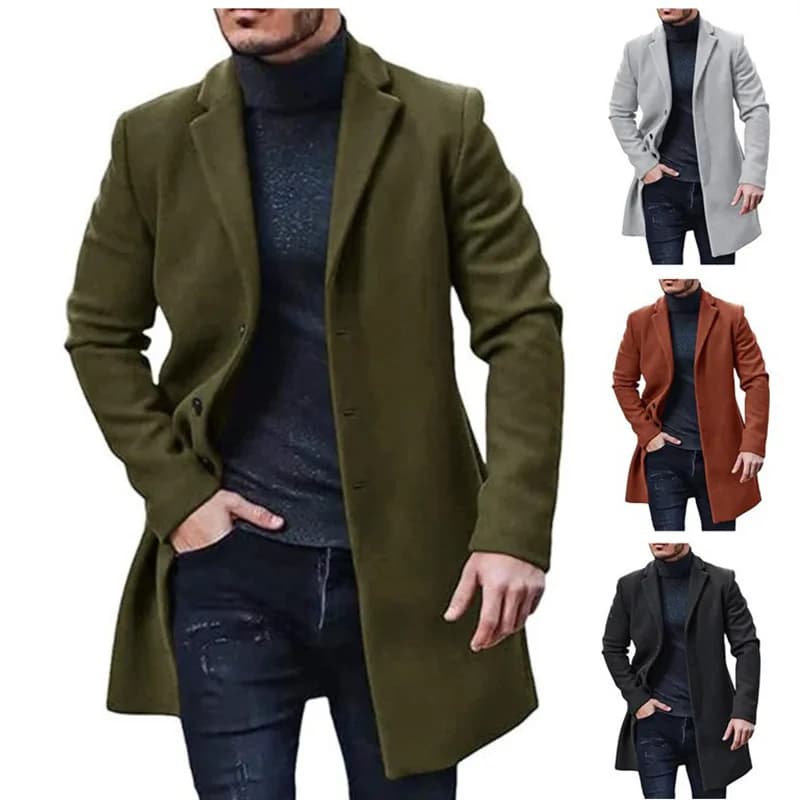 Men's Wool Overcoat Mid-Length