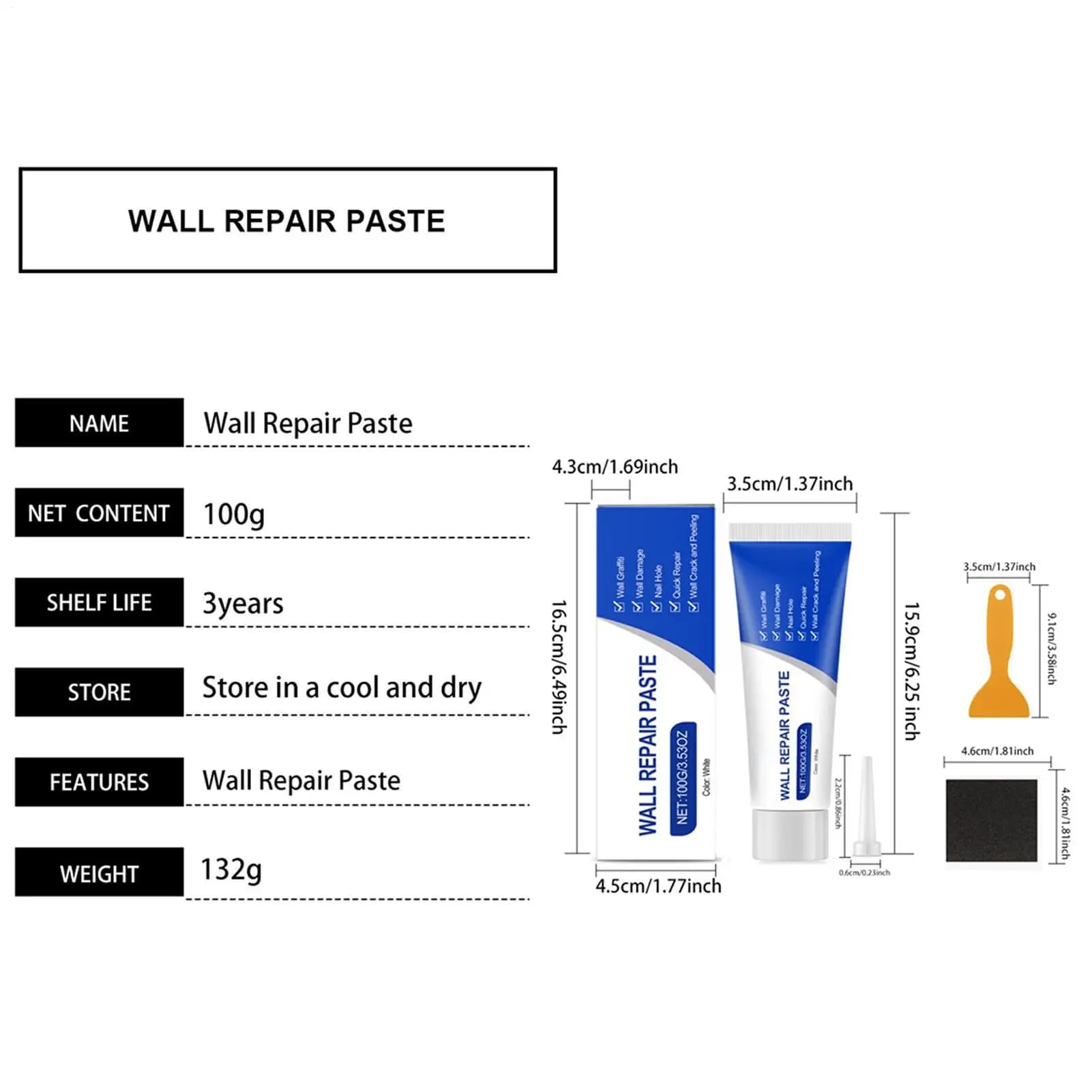 Drywall Repair Kit with Paste and Tools
