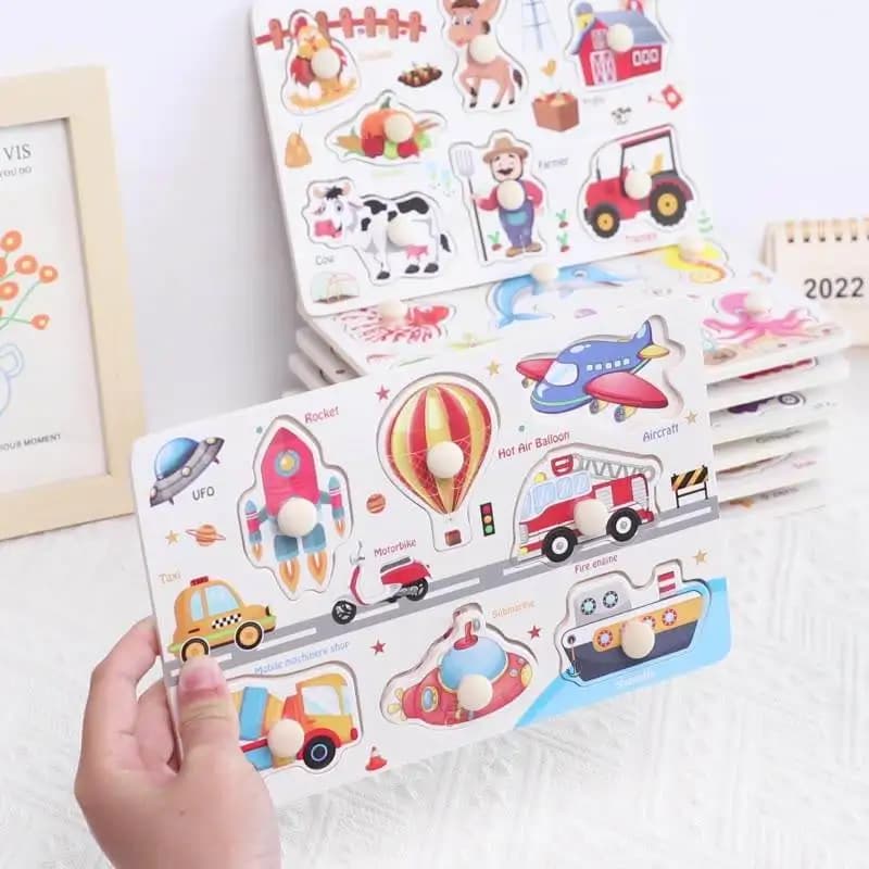 Wooden Peg Puzzles for Toddlers