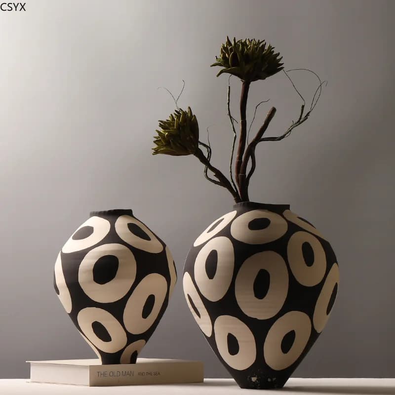 Ceramic Vase With Geometric Circles Design