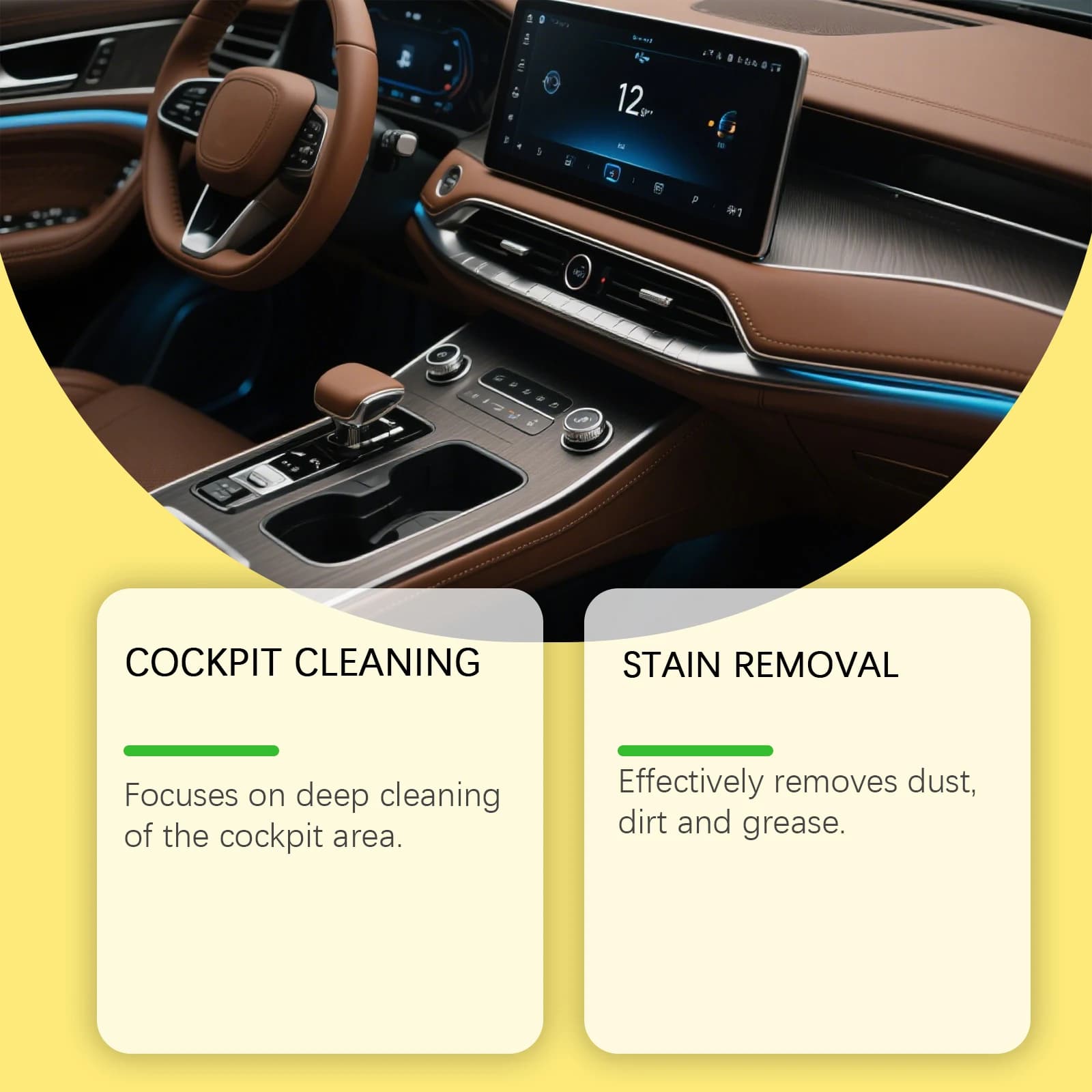 Car Interior Cleaner Effectively Removes Dust Grease Stains Cleans Polishes Interior Dashboard Enhances Shine Refurbishing Agent