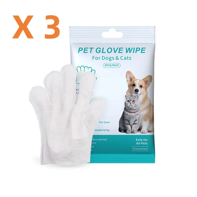 Pet Cleaning Gloves 6-Pack Disposable Wipes