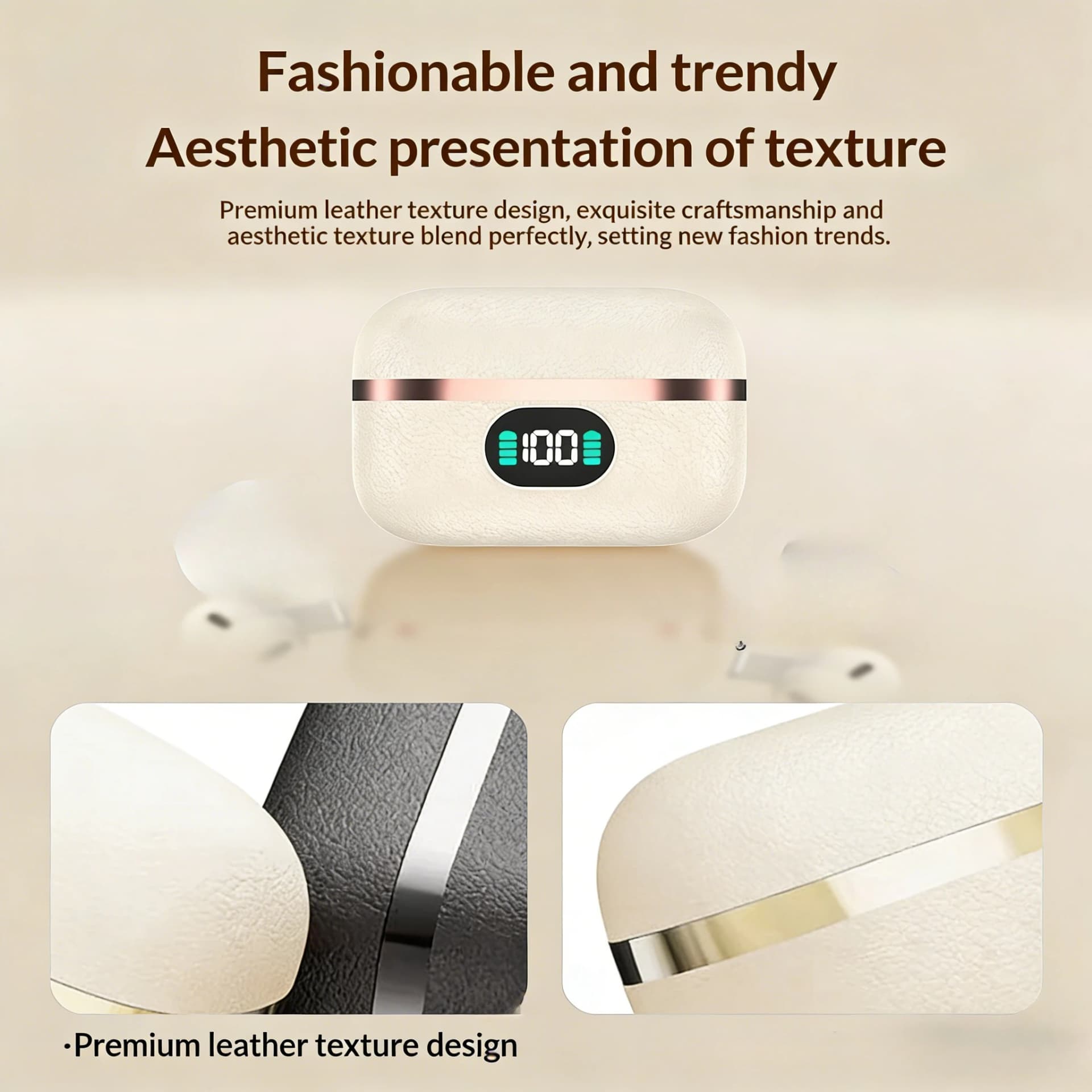 Semi-In-Ear TWS Wireless Earbuds Sleek Stylish Design Long Endurance Battery Built-In Mic Ideal Headphones for Daily