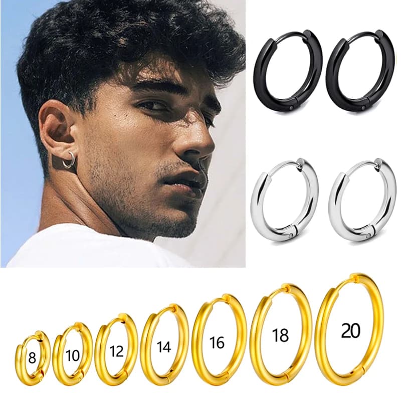 Stainless Steel Hoop Earrings Gold