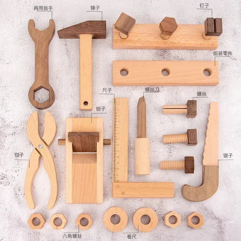 Wooden Kids Tool Set with Storage Box