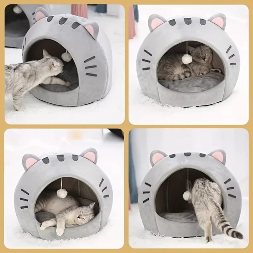 Cartoon Cat Cave Bed Pet Tent