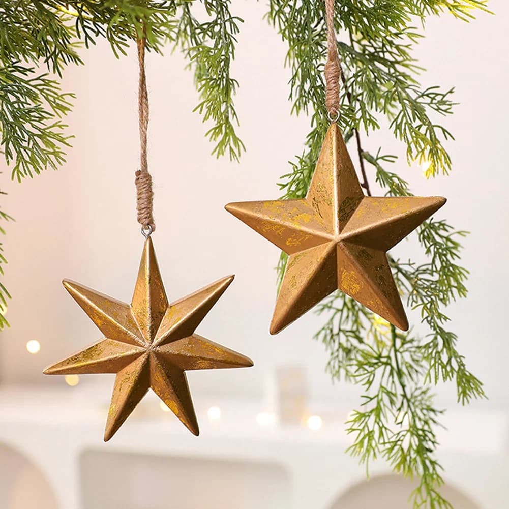 Wooden Acorn and Star Christmas Ornaments