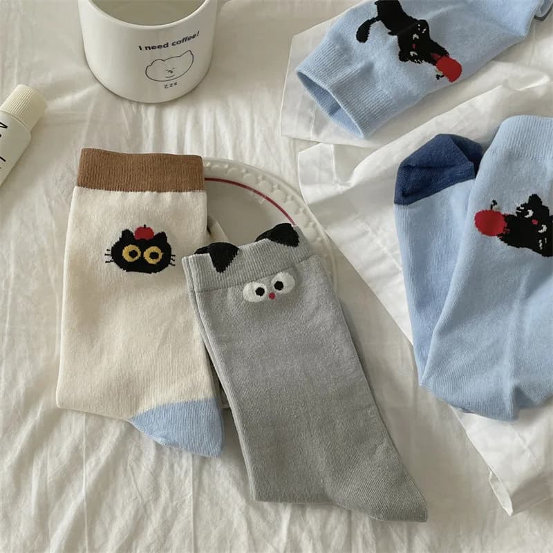 Women's Cartoon Striped Cotton Socks