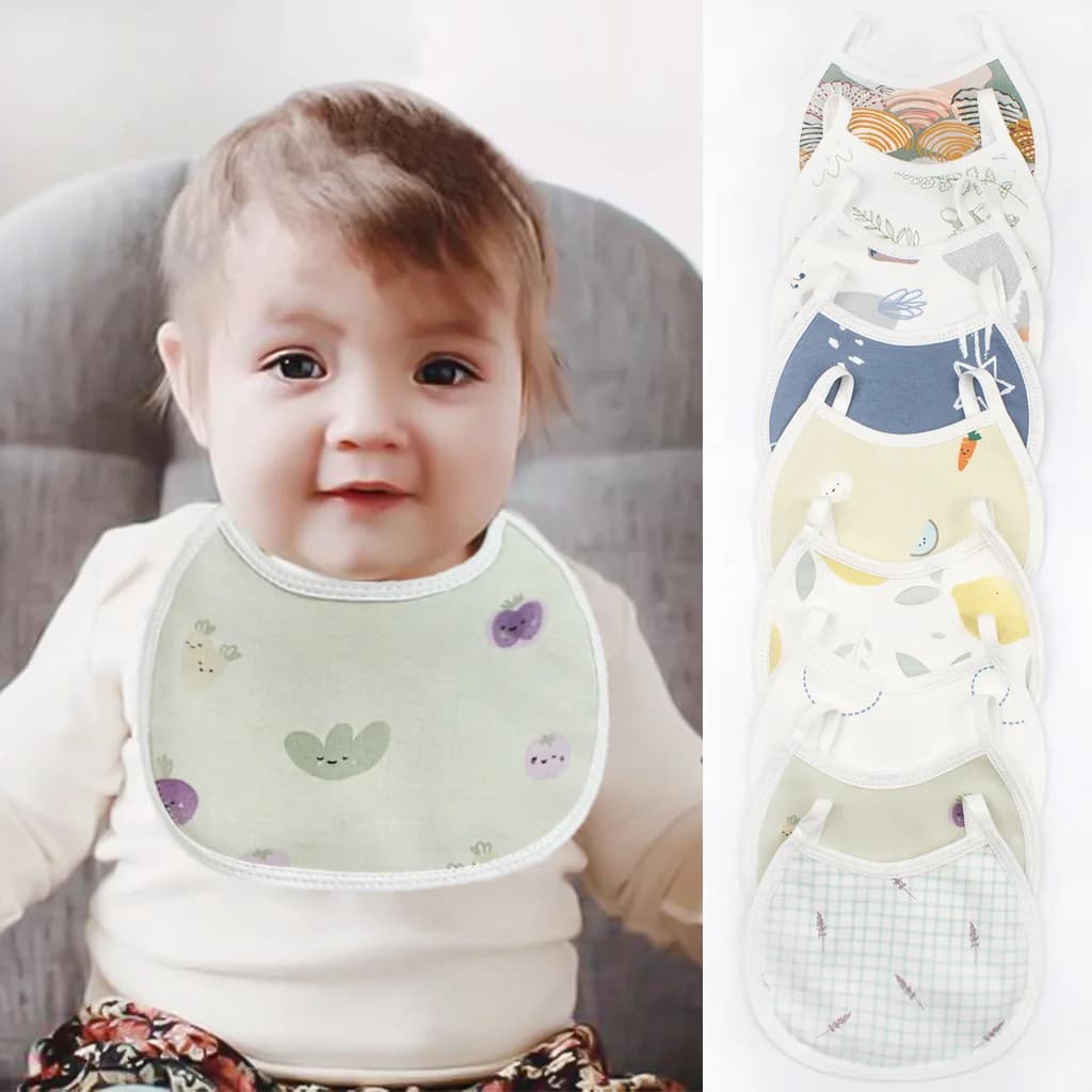 Baby Bib Newborn Products Baby Printed Waterproof Lace Up Bib Children's Boy and Girl Eating Bib Drool Towel Absorbent Towel
