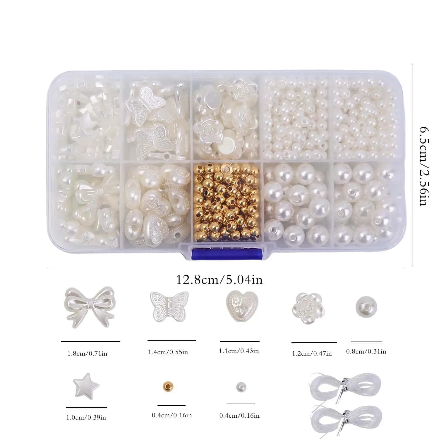 White Pearl Bead Assortment Kit with Spacers