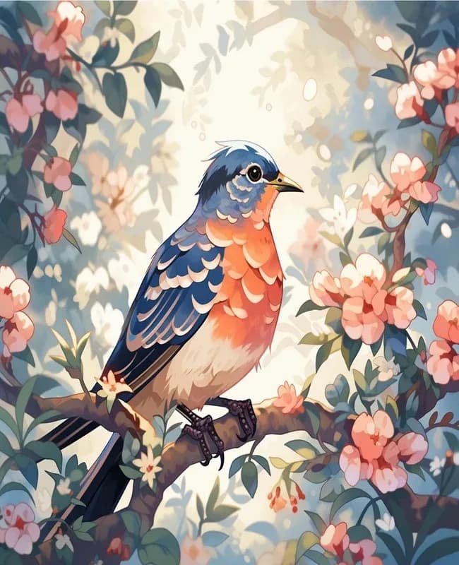 Paint By Numbers Bird Illustration Art Kit