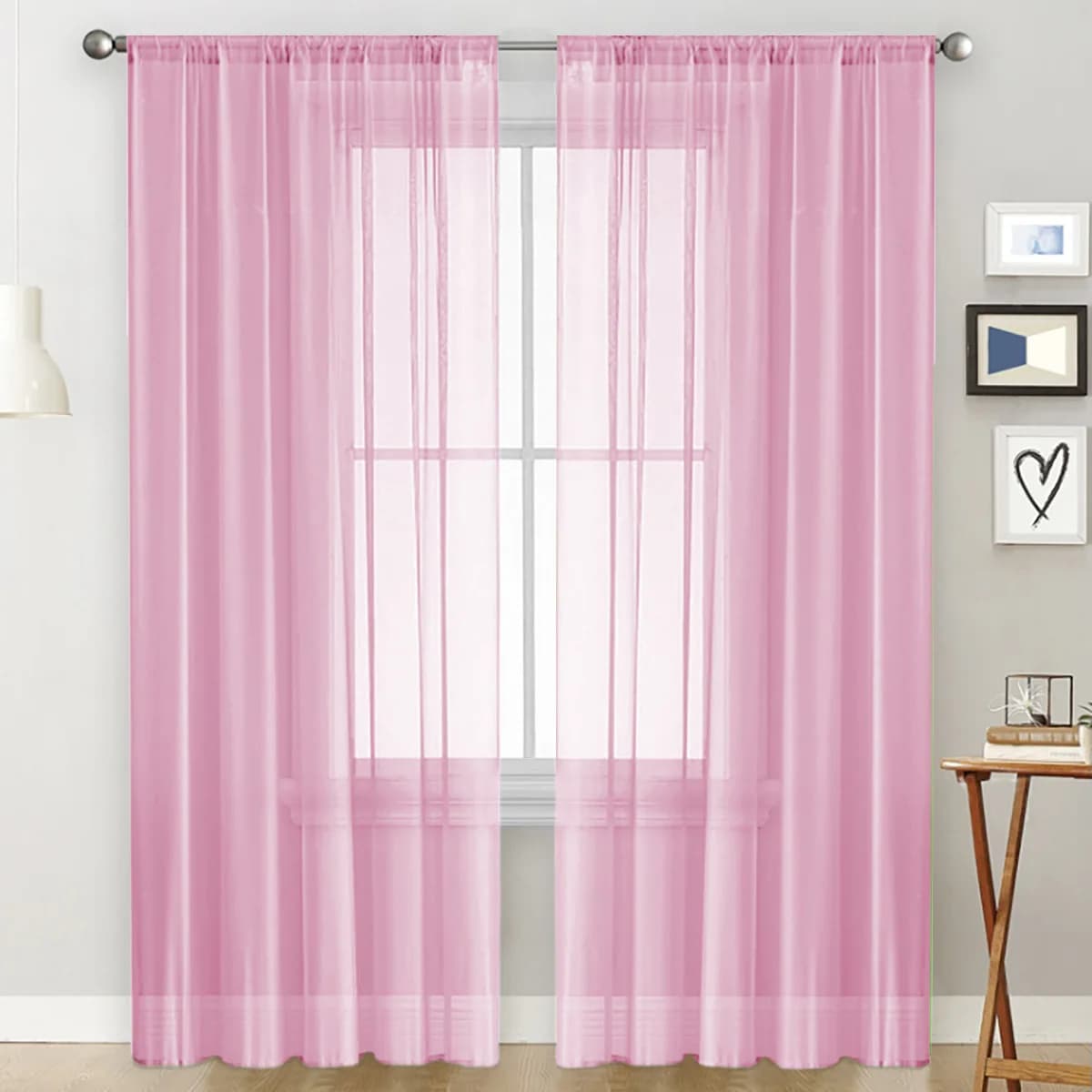 Sheer Tulle Curtains with Rod Pocket