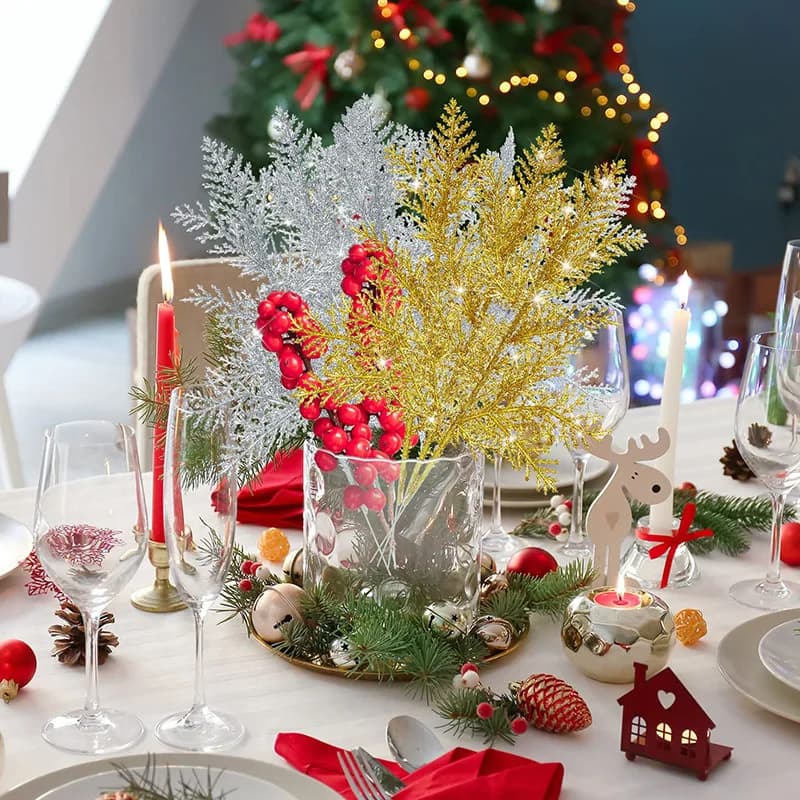 Glitter Branches Artificial Berry Floral Stems