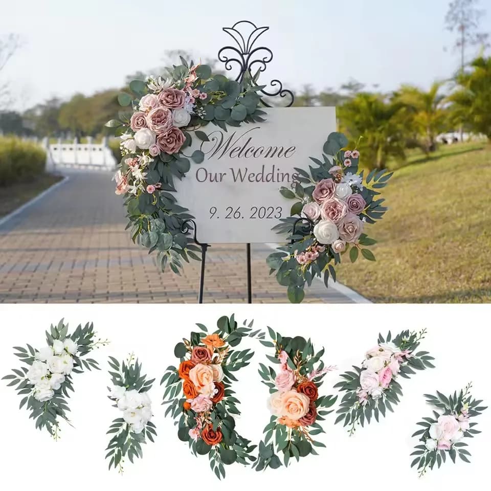 Boho Arch Flowers Kit Dusty Rose Blue Eucalyptus