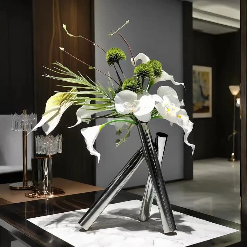 Geometric Cross Stainless Steel Vase