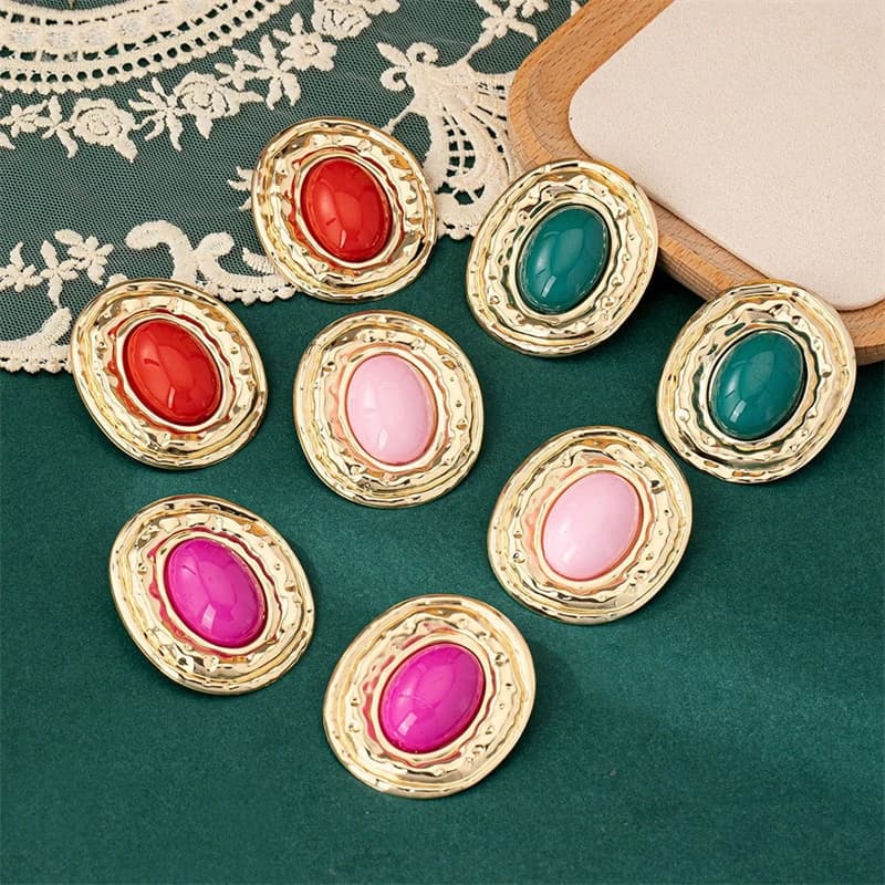 Blue Oval Stud Earrings for Women