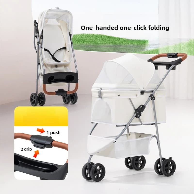 2025 New Pet Stroller,Three-wheel Pet Stroller,Lightweight,Two-way,Large Space,Detachable Basket,Foldable,High View,Breathable