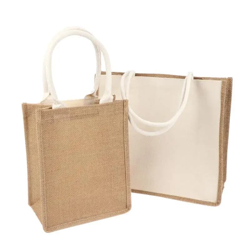 Jute Reusable Shopping Tote with Handles