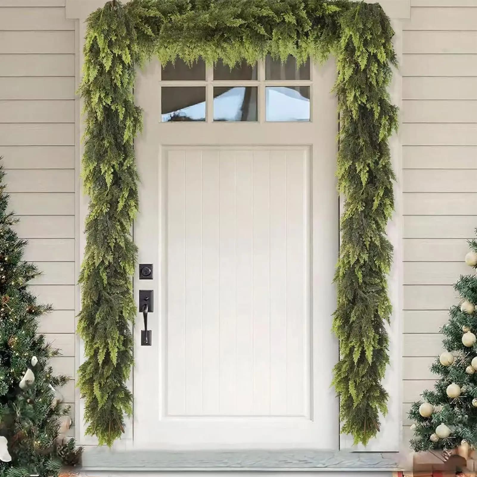 Christmas Tree Decorations Holiday Faux Garland Cedar Rattan Wreath Artificial Pine Garland Wedding Home Fireplace Door Decor