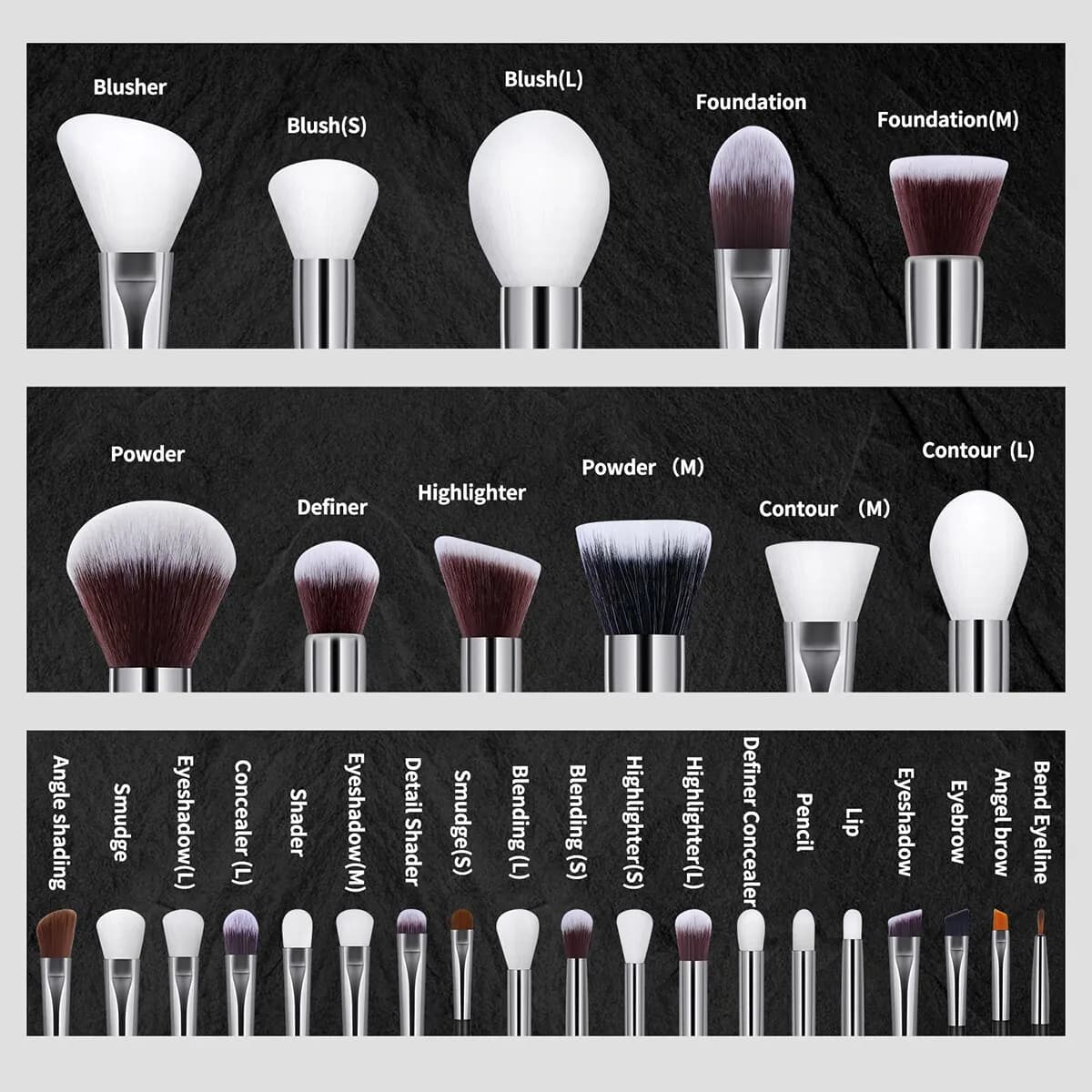 30PCs Professional Makeup Brushes Set Cosmetic Beauty Tools Foundation Eyeshadow Concealer Blend Brushes Fluffy Bristle Powder