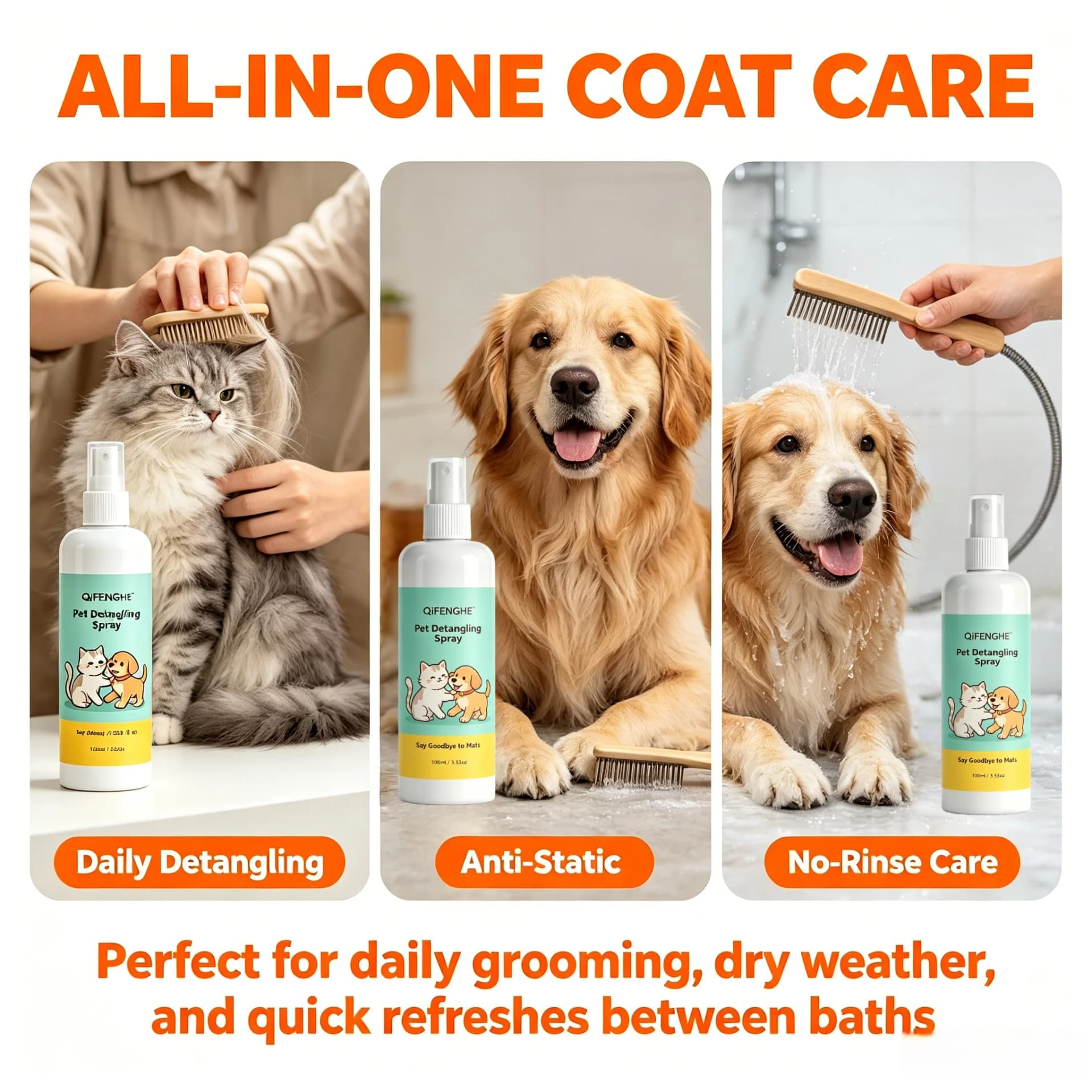 Pet Detangling Spray for Dogs and Cats