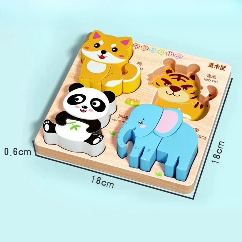 Wooden 3D Animal and Traffic Puzzle