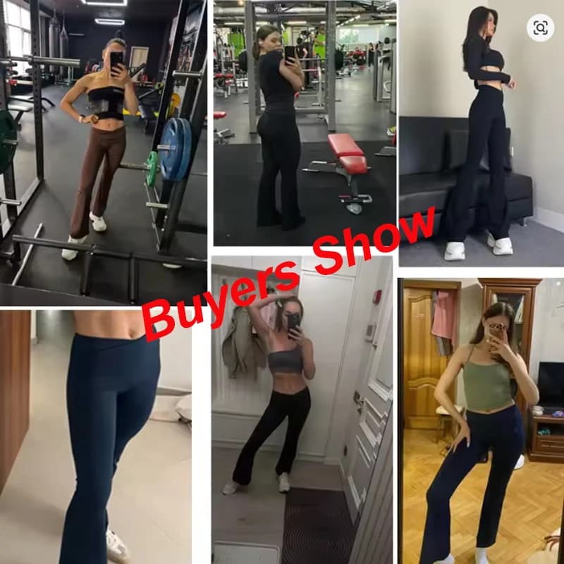 Sexy Flared Leggings Women's Running Pants Scrunch Butt Trousers Cross Waist Sports Tights Woman Wide Leg Fitness Workout Legins