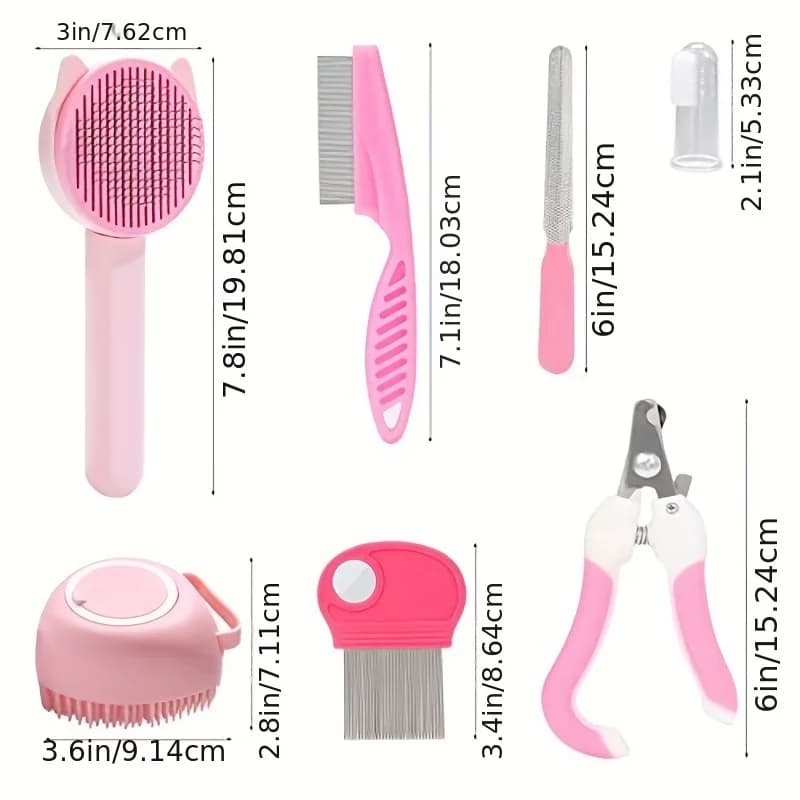 Pet Grooming Kit with Nail Clipper and Brushes