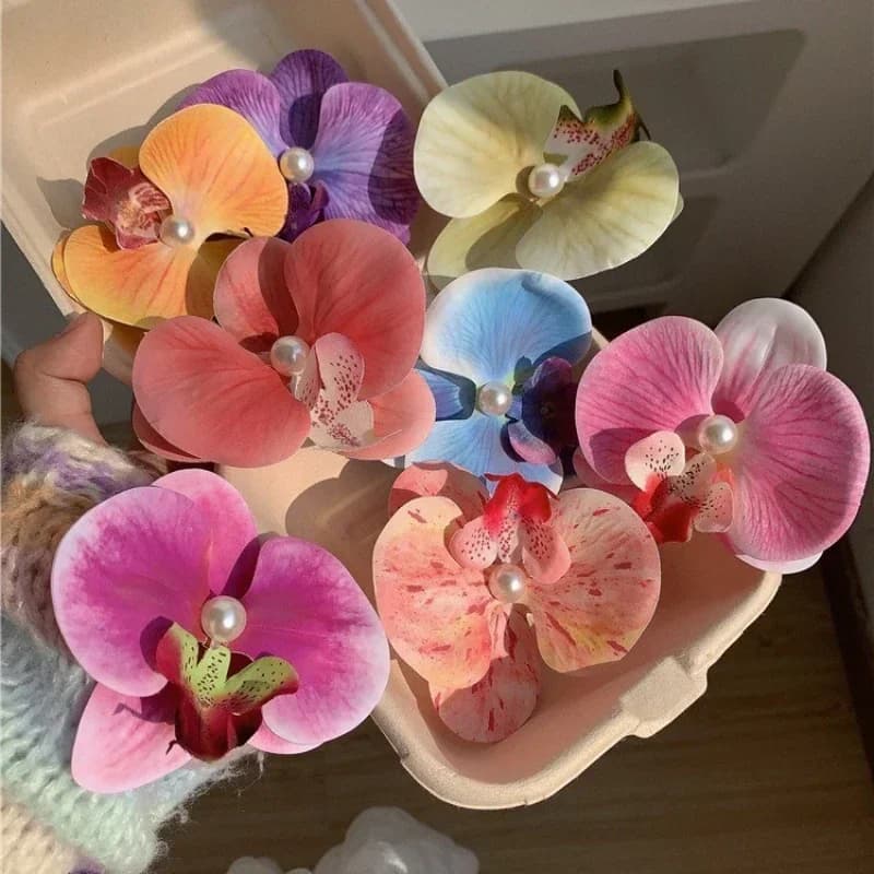 Pink Orchid Flower Hair Clip