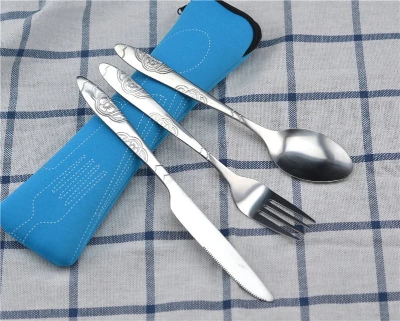 Stainless Steel Travel Cutlery Set with Pouch