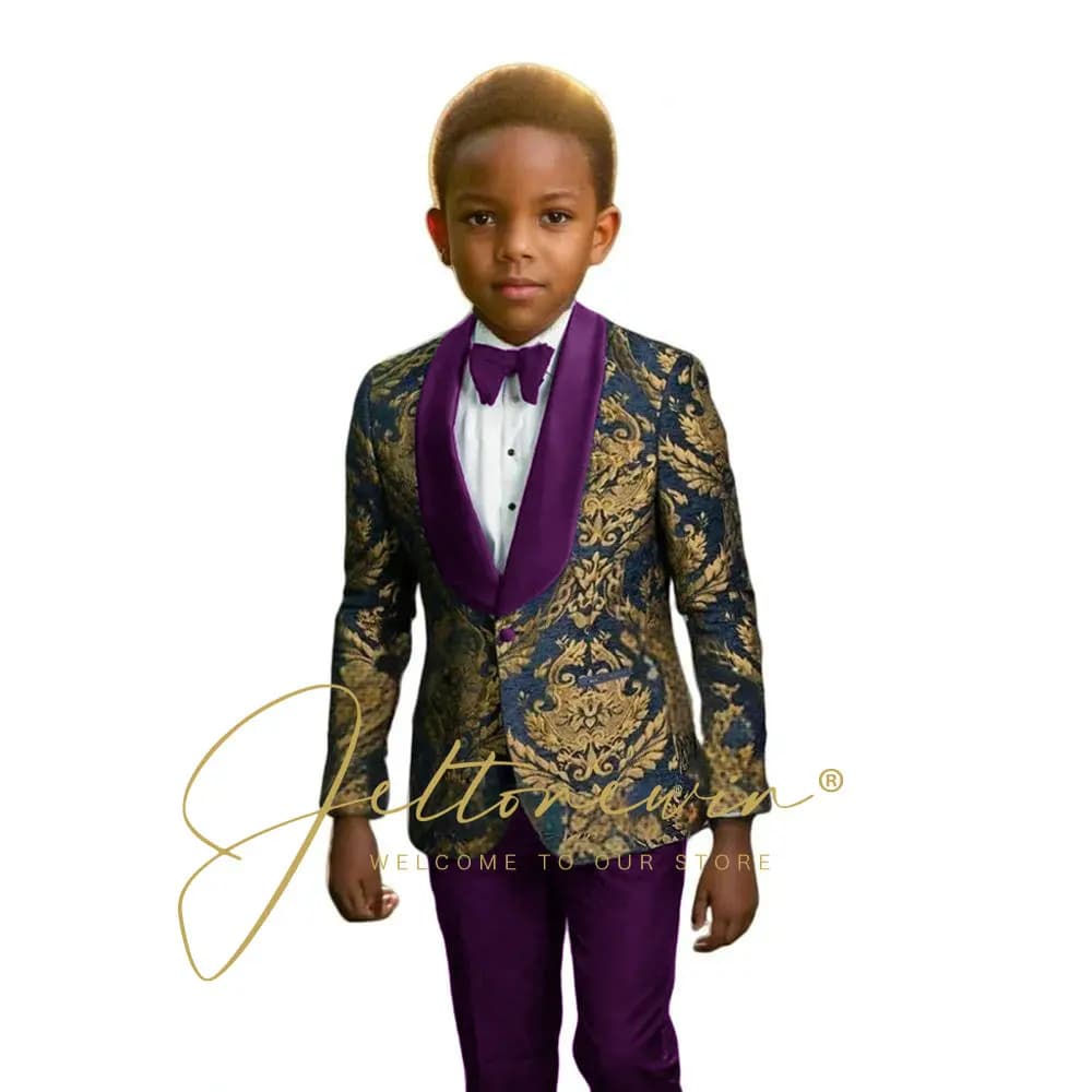 Navy Floral Boys Suit Set – 2 Pieces