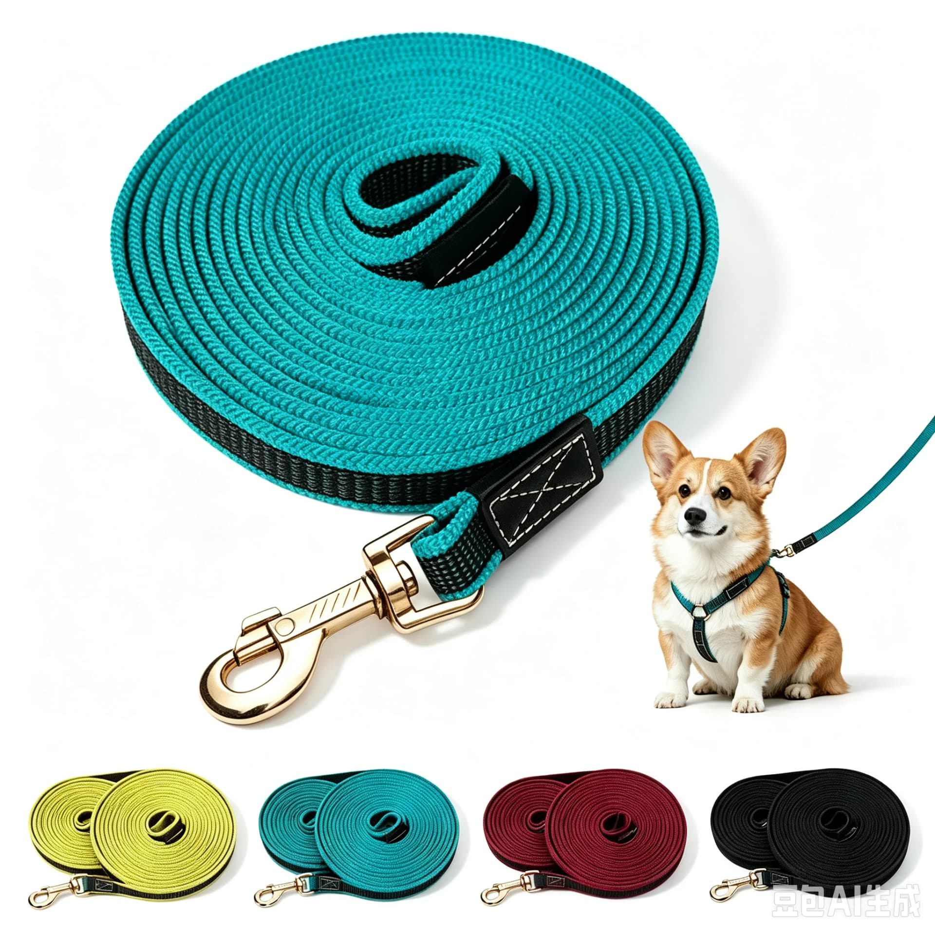 Adjustable Nylon Dog Leash with Rubber Grip
