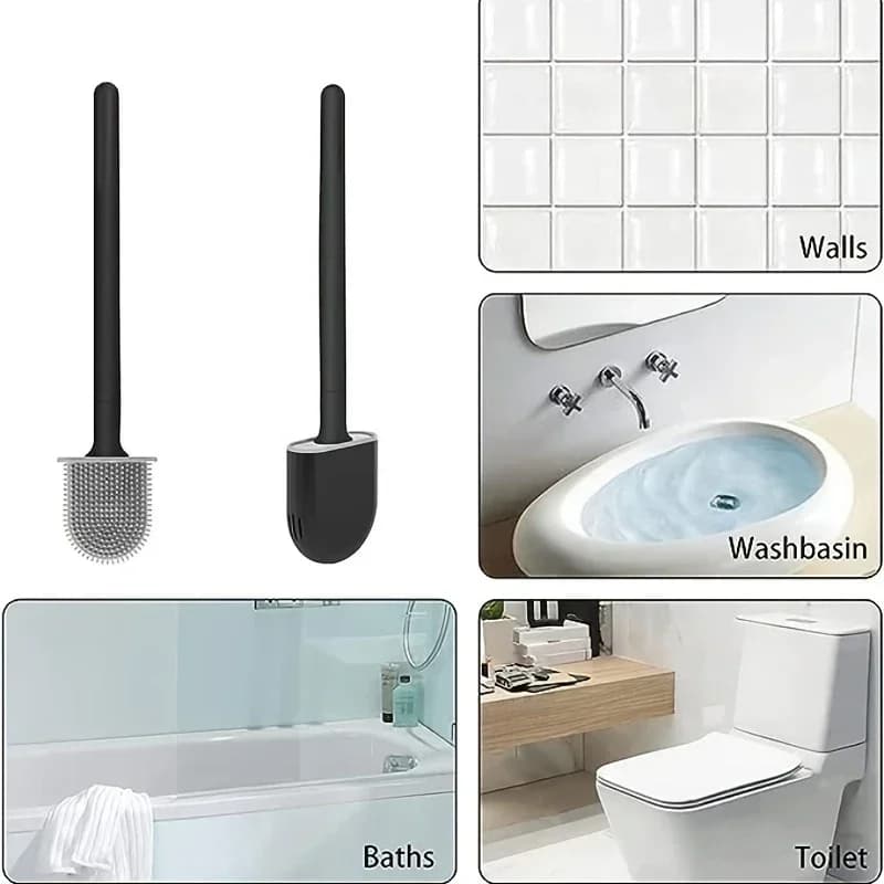 Silicone Toilet Brush with Wall Mount Holder