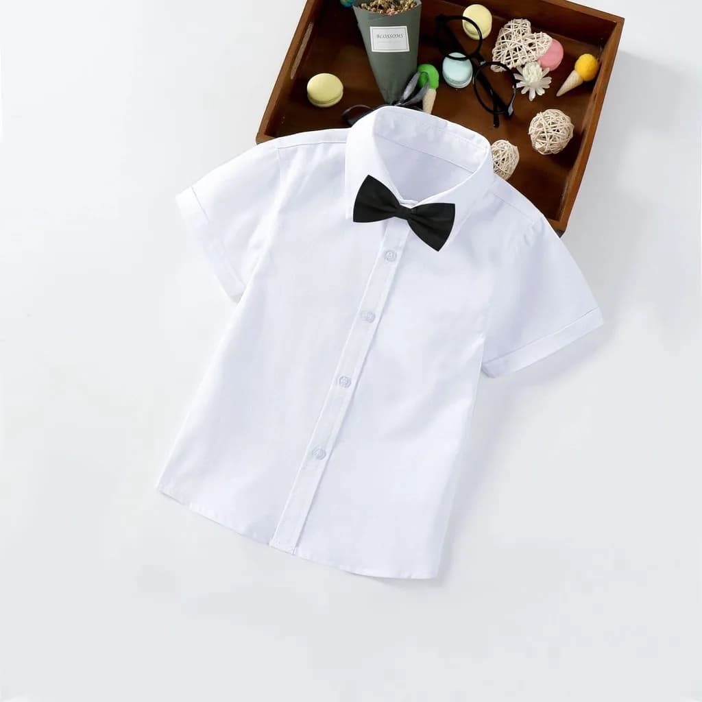 White Cotton Polo Shirt for Boys