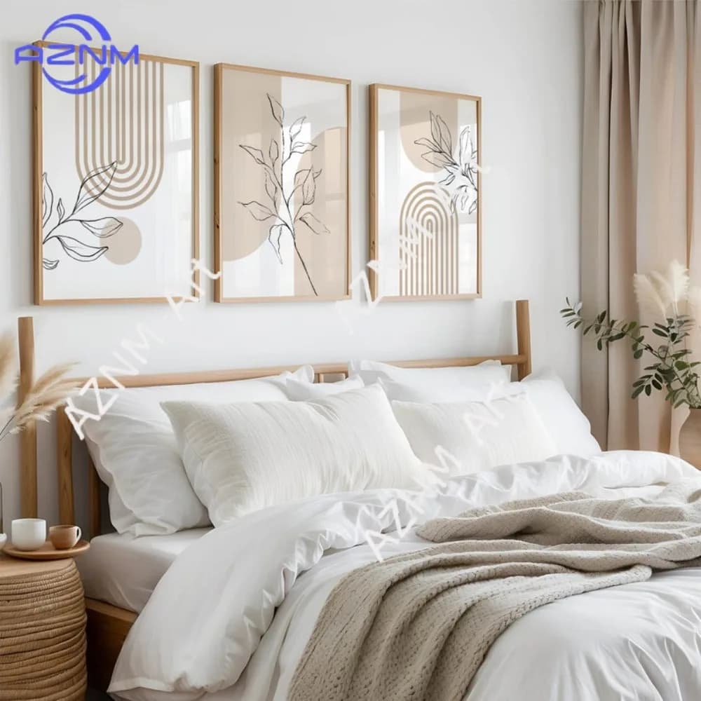 Neutral Beige Plant Wall Prints