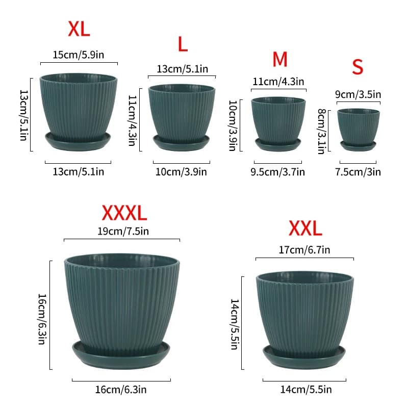 Plastic Indoor Planter Pot with Tray