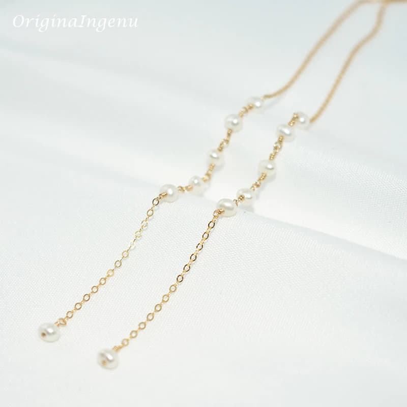 Natural Pearl Drop Earrings 14K Gold Filled
