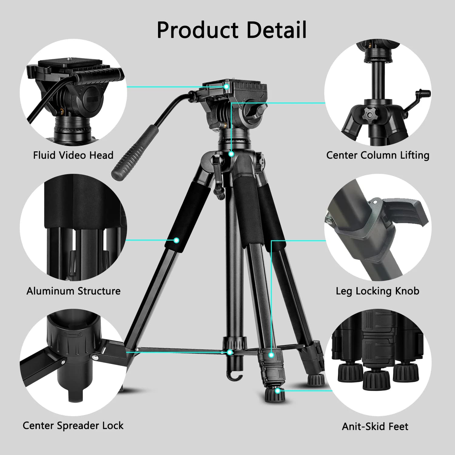 Heavy Duty Video Tripod with Fluid Head