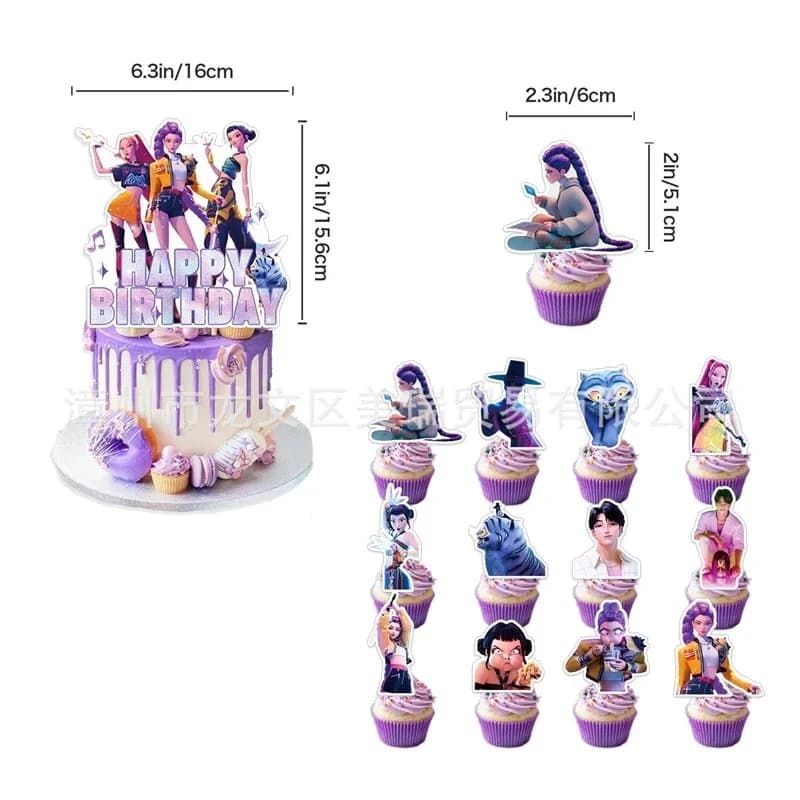 Birthday Kpop DIY Party Decoration Girl Group Themed Banner Flag Pulling Cake Inserting Balloon Background Cloth Insertion Set