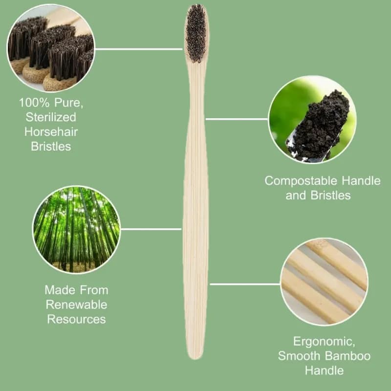 Bamboo Toothbrush with Natural Horse Bristles