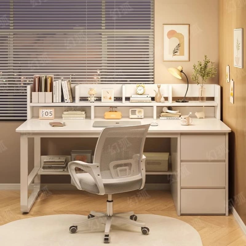 White Drawer Office Desk Fancy Organizer Ergonomic Computer Vanity Office Desk Study Sedentary Biurka Komputerowe Furnitures